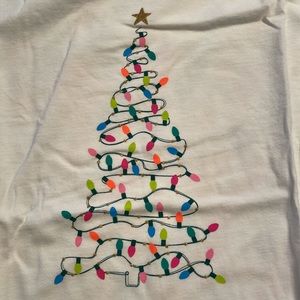 MWT jcrew collector tee, Christmas tree with lights, colorful, long sleeve, L